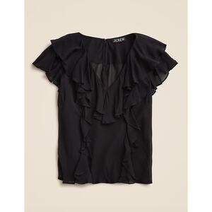 J Crew | NWT | Ruffle chiffon top in black | Sz M